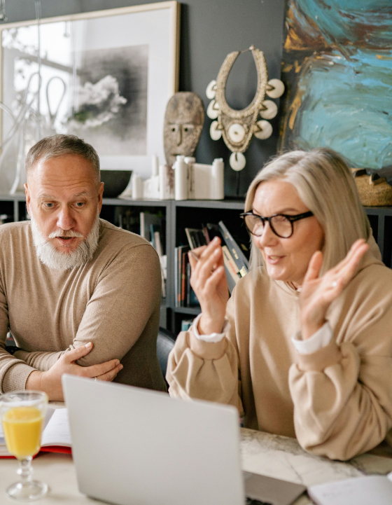 Two people in a virtual meeting